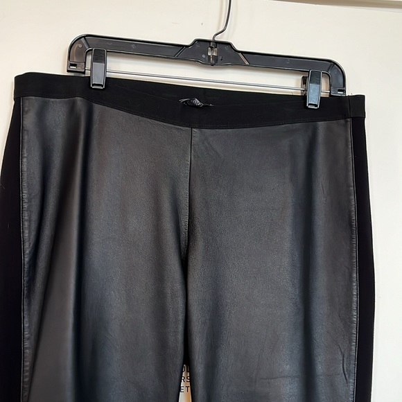 Eileen Fisher Leather Front Ponte Leggings Pants - Picture 3 of 7